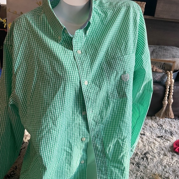 Chaps Green Checkered Men's Shirt - Picture 2 of 5